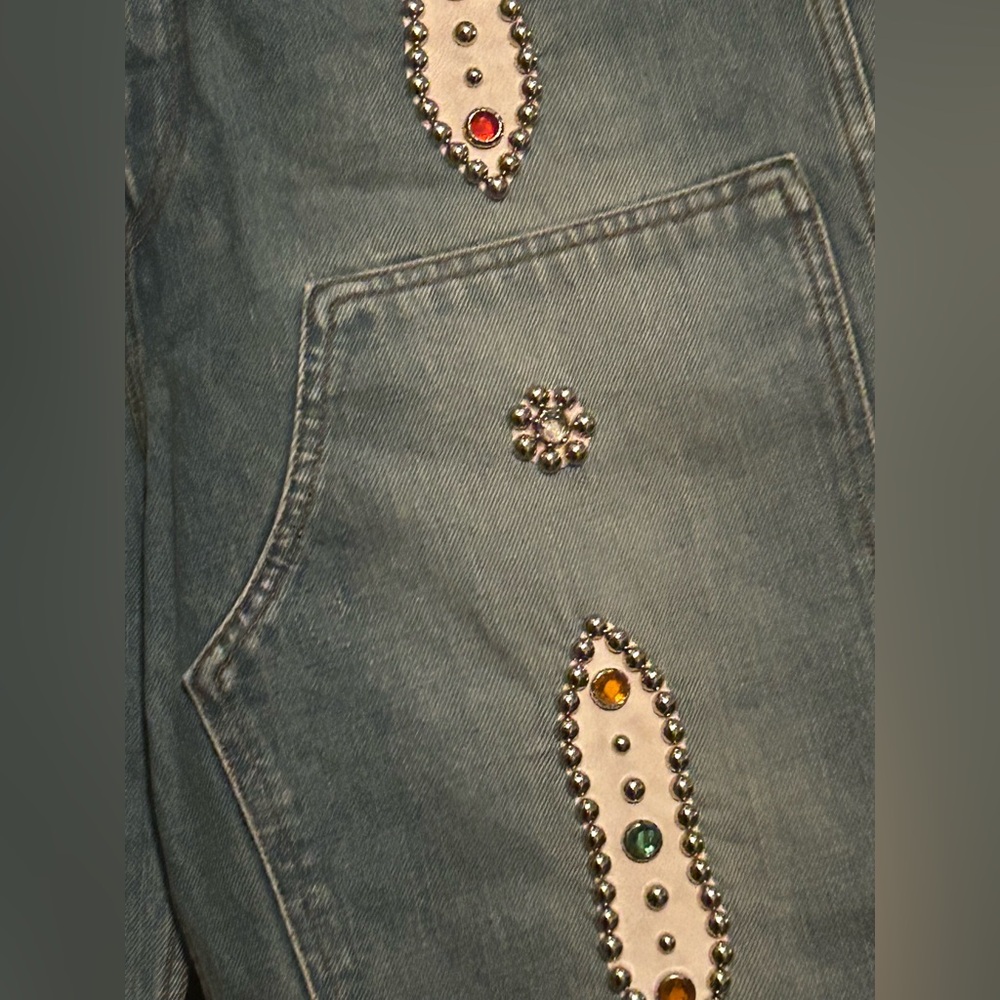 Kapital 14 oz denim shorts WITH studs remake size 34 NWT - Picture 3 of 15